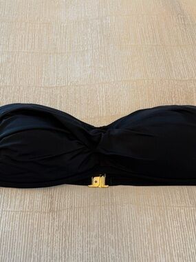 Swimsuits For All Black Bandeau Bikini Top with Gold Accent